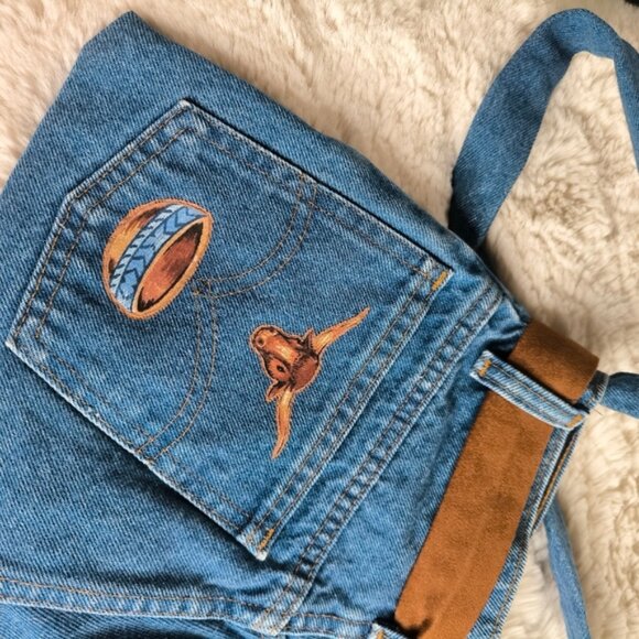 Rare Levi's Orange Tab Quirky Upcyled Cowgirl Country Western Shoulder Denim Bag - Picture 8 of 10
